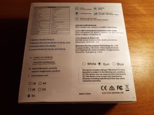 Renpho(レンフォ)ポケットハンディガンの外箱の裏面